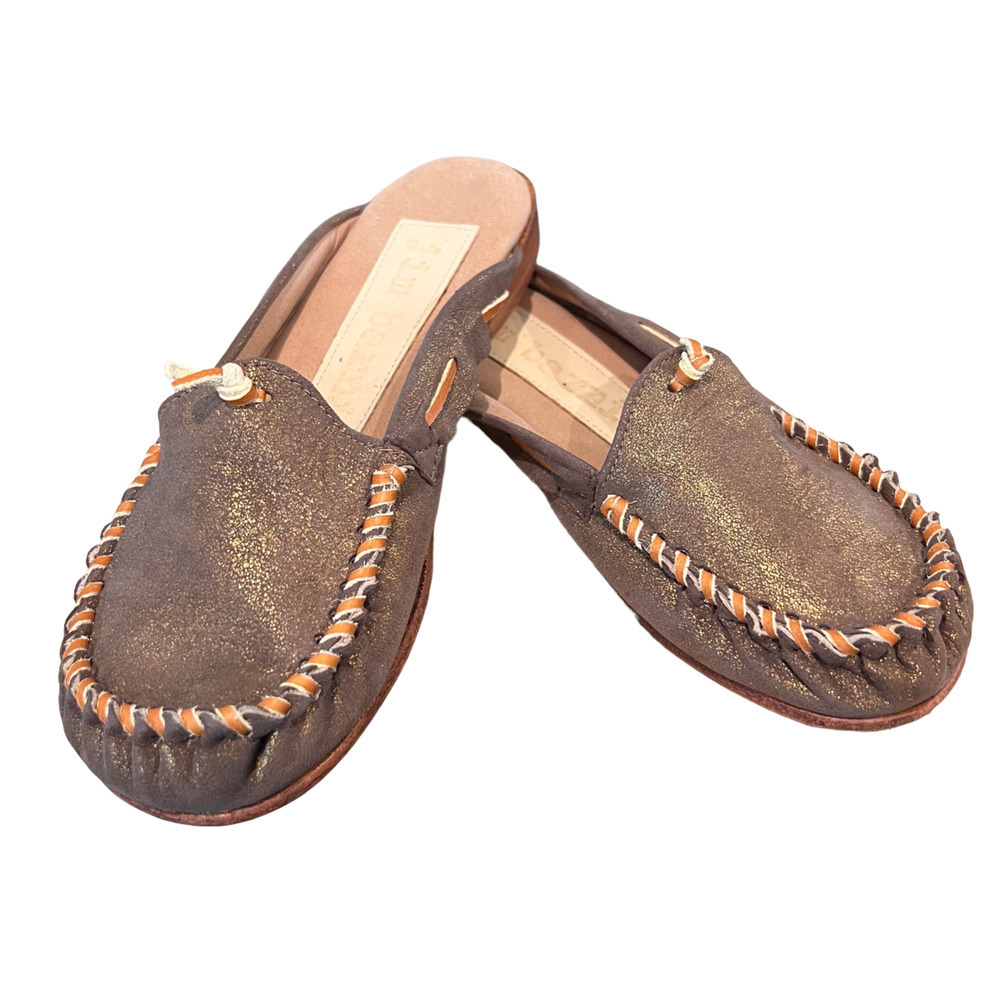Jim Barnier Women's Size 9 Moc Clog Brown Gold Distress Leather Free People New